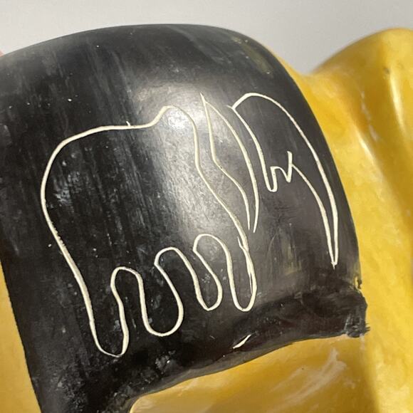 Small Yellow Soapstone Elephant Candle Holder Cute Boho Decor 4 Inches - Picture 9 of 9